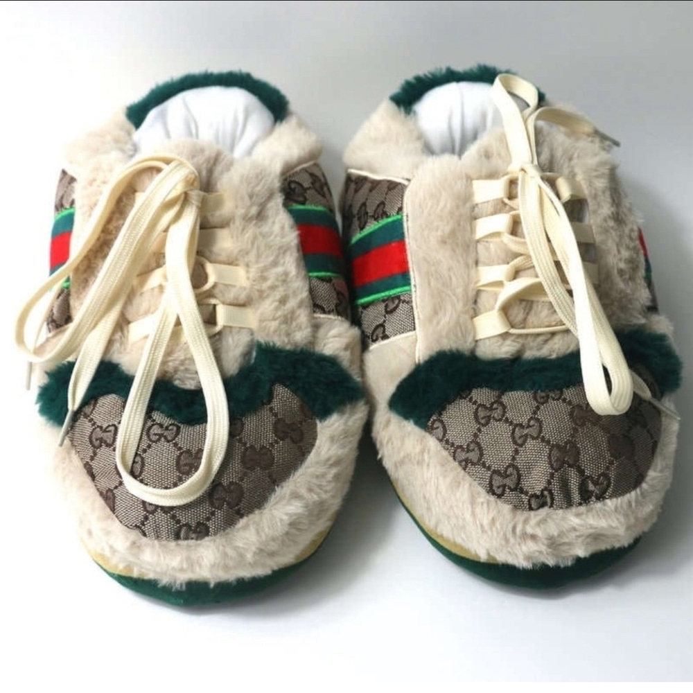 Gucci Beige and Green Slippers (Fit 5.5-12 Women)
